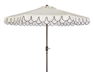 safavieh pat8006e outdoor collection elegant white and black valance 9ft auto tilt umbrella