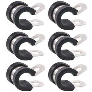 keadic 20pcs 3/8" (10mm) cable clamp rubber wire clamps stainless steel rubber cushioned insulated clamps
