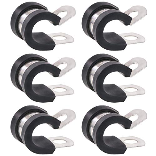 Keadic 20Pcs 3/8" (10mm) Cable Clamp Rubber Wire Clamps Stainless Steel Rubber Cushioned Insulated Clamps