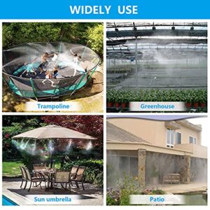 Cairondin Misters for Outside Patio, 26FT DIY Outdoor Misting Cooling System for Garden Backyard Umbrella Trampoline, 7 Metal Mist Nozzles, a 3/4" Brass Adapter