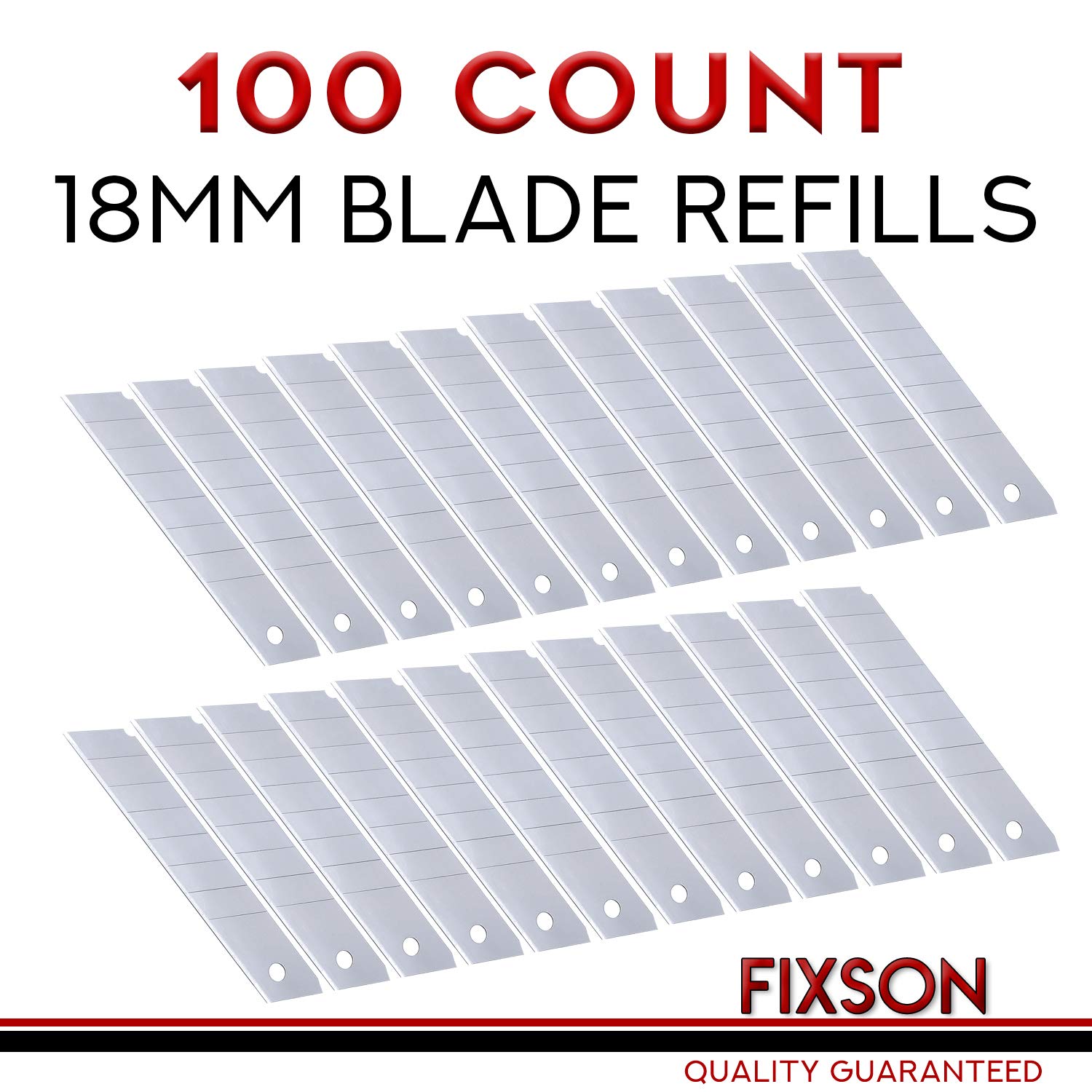 Fixson Box Cutter Utility Knife 18-mm Snap-Off Replacement Blades 100 Pack Replacement Blades with 1 Retractable Razor Blade Included