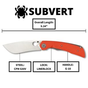 Spyderco Subvert Specialty Folding Utility Knife with 4.14" CPM S30V Premium Stainless Steel Blade and Orange G-10 Titanium Handle - PlainEdge - EDC Knife - C239GPOR