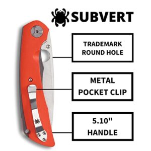 Spyderco Subvert Specialty Folding Utility Knife with 4.14" CPM S30V Premium Stainless Steel Blade and Orange G-10 Titanium Handle - PlainEdge - EDC Knife - C239GPOR