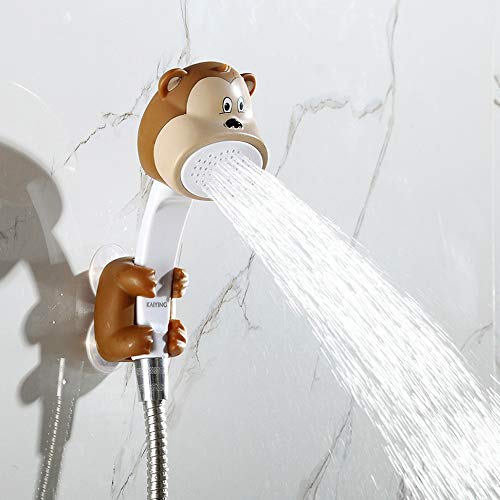 KAIYING Children's Handheld Shower Head,Cartoon Water Flow Spray Shower Head Baby Kids Toddler Bath Bathing Accessories (L:Showerhead(Monkey)+Hose+Diverter)