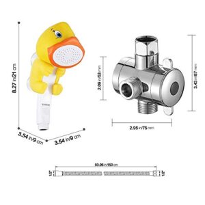 KAIYING Children's Handheld Shower Head,Cartoon Water Flow Spray Shower Head Baby Kids Toddler Bath Bathing Accessories (I :Showerhead(Duckie)+Hose+Diverter)