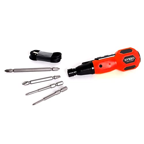 HYBRO 2-in-1 (Electric&Manual) Rechargeable Screwdriver w/Bit Set and Charge Cable