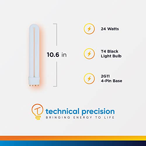 Technical Precision Black Light Replacement for 24 Watt B24W Stinger Replacement Bulb BK100, BK300, BK310, BK500, BK510 Bug Killers - 10.6” Overall Height - 1 Pack