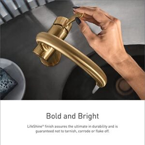 Moen Align Brushed Gold One-Handle Modern Bathroom Faucet with Drain Assembly and Optional Deckplate, Single Hole Bathroom Sink Faucet, 6190BG