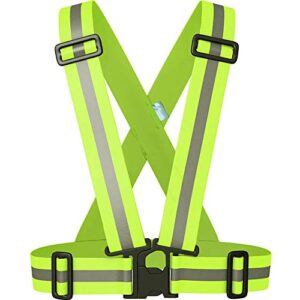 shinecailife extra wide/big high visibility safety reflective vest,2" wide strap,0.8" wide reflective strip,adjustable,elastic for safety running,construction,cycling,walking,size 24-36(3xl-5xl)