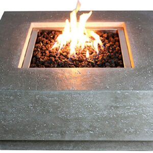 Elementi Manhattan Outdoor Table 37 Inches Natural Gas Patio Heater Concrete Firepits Outside Electronic Ignition Backyard Fireplace Cover Lava Rock Included