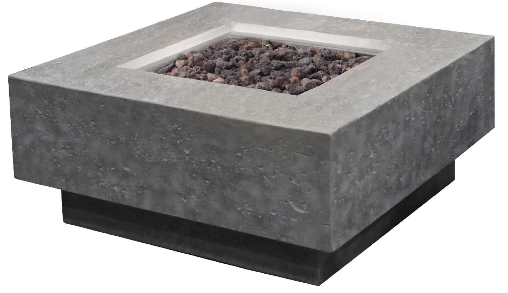 Elementi Manhattan Outdoor Table 37 Inches Natural Gas Patio Heater Concrete Firepits Outside Electronic Ignition Backyard Fireplace Cover Lava Rock Included