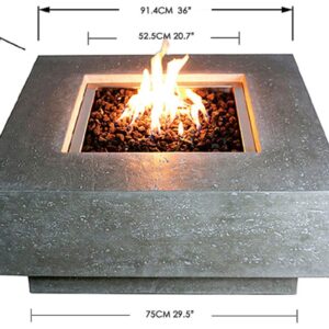 Elementi Manhattan Outdoor Table 37 Inches Natural Gas Patio Heater Concrete Firepits Outside Electronic Ignition Backyard Fireplace Cover Lava Rock Included