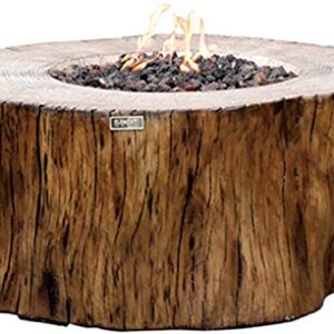 Elementi Manchester Outdoor Table 42 Inches Fire Pit Patio Heater Concrete Firepits Outside Electronic Ignition Backyard Fireplace Cover Lava Rock Included, Natural Gas