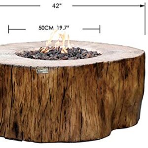 Elementi Manchester Outdoor Table 42 Inches Fire Pit Patio Heater Concrete Firepits Outside Electronic Ignition Backyard Fireplace Cover Lava Rock Included, Natural Gas