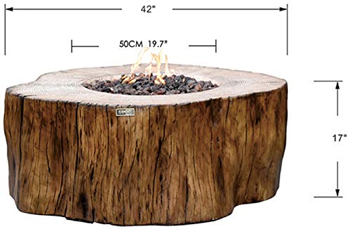 Elementi Manchester Outdoor Table 42 Inches Fire Pit Patio Heater Concrete Firepits Outside Electronic Ignition Backyard Fireplace Cover Lava Rock Included, Natural Gas