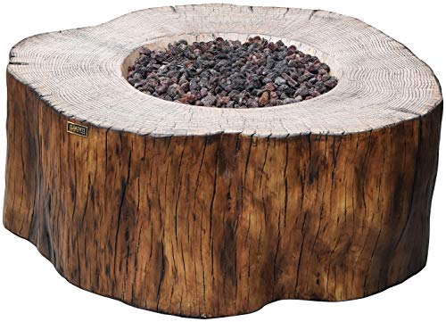 Elementi Manchester Outdoor Table 42 Inches Fire Pit Patio Heater Concrete Firepits Outside Electronic Ignition Backyard Fireplace Cover Lava Rock Included, Natural Gas