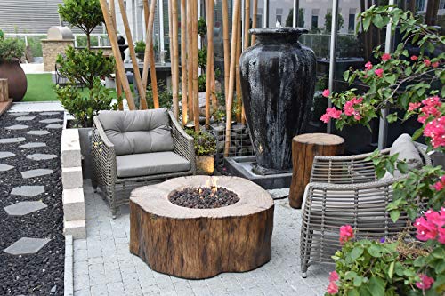 Elementi Manchester Outdoor Table 42 Inches Fire Pit Patio Heater Concrete Firepits Outside Electronic Ignition Backyard Fireplace Cover Lava Rock Included, Natural Gas