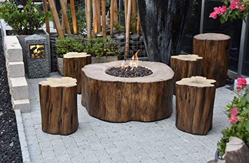 Elementi Manchester Outdoor Table 42 Inches Fire Pit Patio Heater Concrete Firepits Outside Electronic Ignition Backyard Fireplace Cover Lava Rock Included, Natural Gas