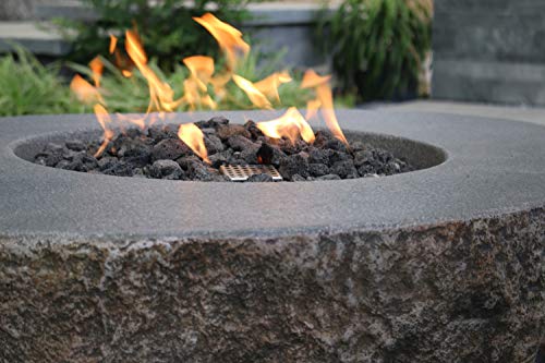 Elementi Boulder Outdoor Fire Pit Table 43 Inches Round Firepit Concrete Patio Heater Electronic Ignition Backyard Fireplace Cover Lava Rock Included, Liquid Propane