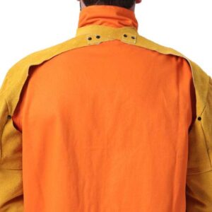 NXWVPC AP ALLYPROTECT.COM 23" Split Cowhide Leather Welding Sleeves W/Studs Front Around Neck, Quality Golden Heat Resistant Welders Sleeve