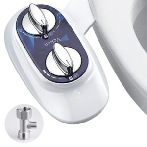 veken bidet attachment for toilet, non-electric self-cleaning dual nozzle (feminine/bidet wash) toilet bidet, fresh cold water sprayer bidets for existing toilets with adjustable pressure control