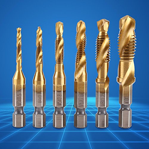 Twist Drill Bit Set, 1/4" M3 M4 M5 M6 M8 M10 Hex Shank High Speed Steel Drill and Tap Bits for Tapping and Lathe, 6pcs Set