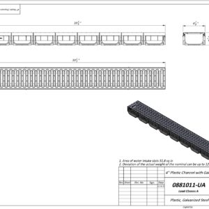 Vodaland - 4 Inch Easy 2 Premium Trench Drain Channel - Galvanized Stamped Steel Grating (5)