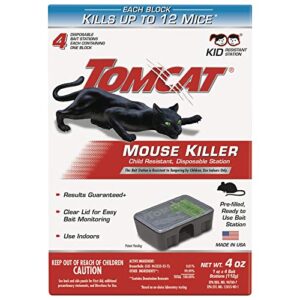 tomcat mouse killer small disposable bait station, 4-pack 371610 (kid resistant station)