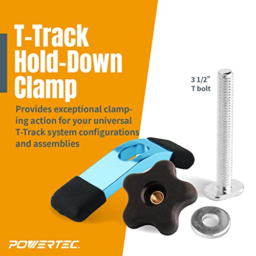 POWERTEC 71389 T-Track Mini Hold-Down Clamp, 3-5/8" L x 3/4" W – 2 Pack