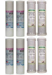 4 replacement filter sets for dual stage reverse osmosis revolution whole house system (1 year supply) with premium coconut carbon block cto filter
