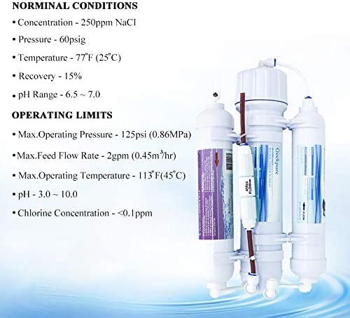 Geekpure 3 Stage Portable Aquarium Countertop Reverse Osmosis RO Drinking Water Filter System-100 GPD