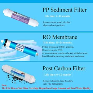 Geekpure 3 Stage Portable Aquarium Countertop Reverse Osmosis RO Drinking Water Filter System-100 GPD