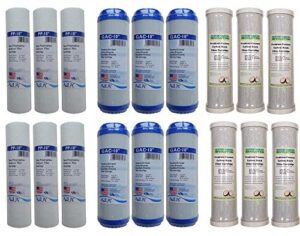 3 years supply (18 pcs) universal reverse osmosis ro replacement set of 3 filters: sediment, gac, premium coconut cto carbon block