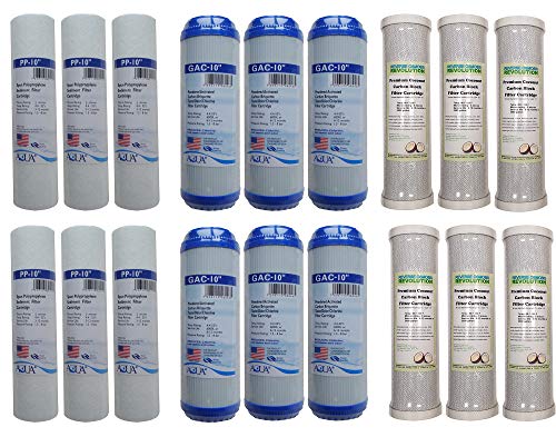 3 Years Supply (18 pcs) Universal Reverse Osmosis RO Replacement Set of 3 filters: Sediment, GAC, Premium Coconut CTO Carbon Block