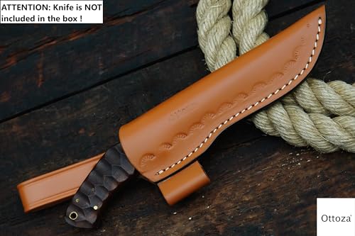 Ottoza Custom Handmade Brown 7" Leather Knife Sheath for 7 inch Blade for Bushcraft Knife - Hunting Knife - Camping Knife - Survival Knife - Fixed Blade Knives Vertical Carry/Cow-Buffalo Leather No:74