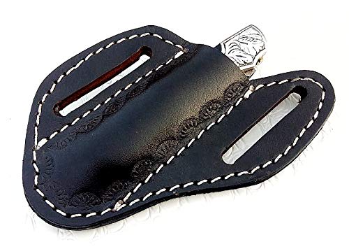 Ottoza Handmade Leather Knife Sheath CROSS DRAW KNIFE SHEATH 5" Folding Pocket Knife Sheath - Leather Folding Knife Sheath for 5 inch Folding Knives/Pocket Knives Black TOP GRAIN LEATHER No:73