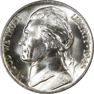 1945 P Jefferson Wartime Nickel BU Uncirculated Mint State 35% Silver 5c US Coin