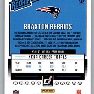 Football NFL 2018 Donruss #342 Braxton Berrios #342 Rated Rookie NM+ RC Rookie Patriots