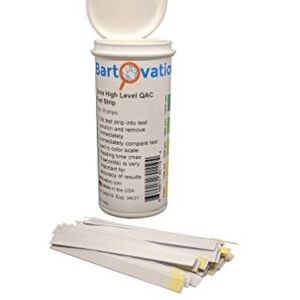 Very High Level Quaternary Ammonium (QAC, Multi Quat) Sanitizer Test Strips, 0-10,000 ppm [Vial of 50 Strips]