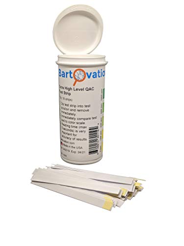 Very High Level Quaternary Ammonium (QAC, Multi Quat) Sanitizer Test Strips, 0-10,000 ppm [Vial of 50 Strips]