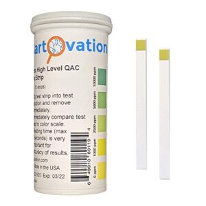 very high level quaternary ammonium (qac, multi quat) sanitizer test strips, 0-10,000 ppm [vial of 50 strips]