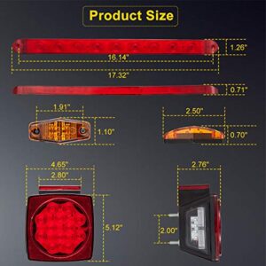 LIMICAR Trailer Lights LED Kit, LED Trailer Lights Kit, Boat Trailer Lights LED Submersible Kit, LED Trailer Lights Kit for Utility Trailer, w/Red Amber Trailer Marker Lights, 3rd Brake ID Light Bar