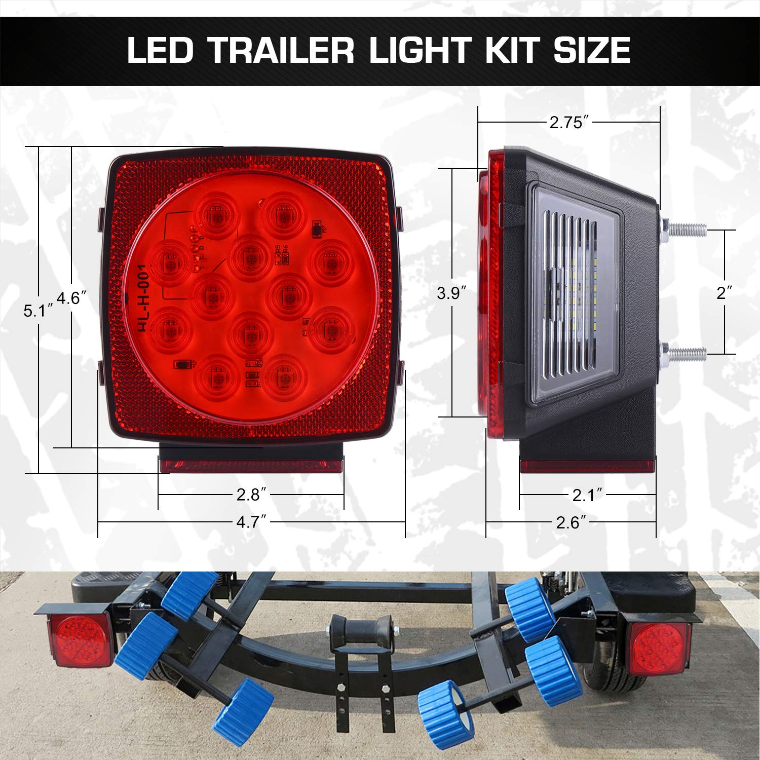 LINKITOM Submersible LED Trailer Light Kit, Super Bright Brake Stop Turn Tail License Lights for Camper Truck RV Boat Snowmobile Under 80" Inch