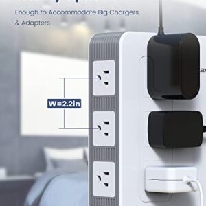 Power Strip Surge Protector Tower - JACKYLED 10 Outlet 4 USB Vertical Charging Station, 1875W 15A, 1080J with 6ft Heavy Duty Extension Cord for Multiple Devices, Home Office Dorm RV