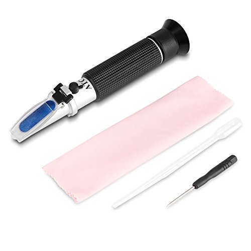 Alcohol Test Refractometer, Asixx Beer Refractometer, Alcohol Refractometer Professional Handheld Alcohol Test Refractometer Wine Tester, Made Aluminum, 0~80% Measuring Range