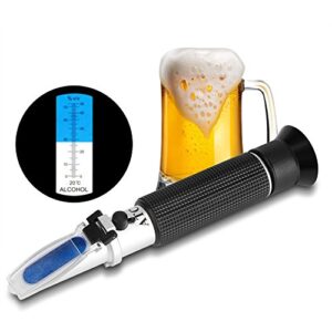 Alcohol Test Refractometer, Asixx Beer Refractometer, Alcohol Refractometer Professional Handheld Alcohol Test Refractometer Wine Tester, Made Aluminum, 0~80% Measuring Range