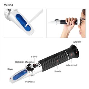 Alcohol Test Refractometer, Asixx Beer Refractometer, Alcohol Refractometer Professional Handheld Alcohol Test Refractometer Wine Tester, Made Aluminum, 0~80% Measuring Range