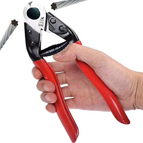 Heavy-Duty Wire Cutter (7,5-inch) for DIY Projects, Railing, Decking, Wire Seals & Bicycle Cable. Sharp & Precise One-Hand Operation 7,5"Steel Cable Cutter, Bike Cable Cutter & Wire Rope Cutter