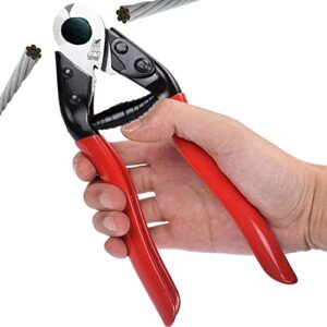heavy-duty wire cutter (7,5-inch) for diy projects, railing, decking, wire seals & bicycle cable. sharp & precise one-hand operation 7,5"steel cable cutter, bike cable cutter & wire rope cutter