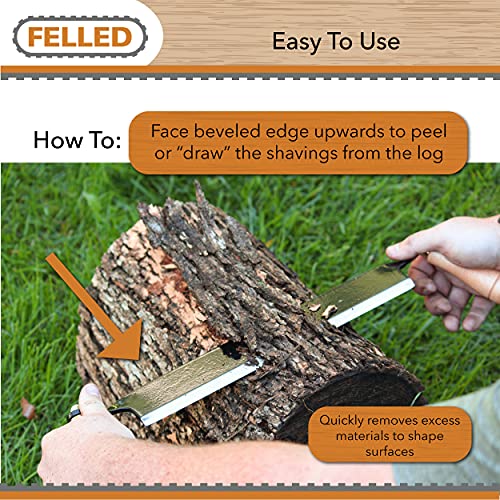 Felled Draw Shave Knife – 10in Straight Draw Knife Straight Draw Shave Tool Woodworking Debarking Hand Tool
